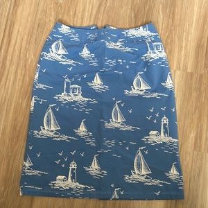 Pendleton Blue Nautical Stretch Cotton Sail Away Sailboat Skirt Size 4